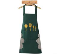 Grembiule da cucina impermeabile in PVC con salviette integrate in pile corallo, tracolla regolabile, doppie tasche, per cucinare, cuocere al forno e preparare cibi (F)