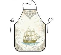 Grembiule da cucina in stile nautico vintage, con design marittimo, ideale per barbecue, giardinaggio e lavoro da chef a casa, Beige, 24x31 Inch