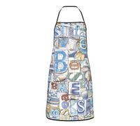 Grembiule da Cucina Letters Seashell Beach Vintage Customizzato Grembiule Multiuso Fashion Grembiuli Pulizia delle Mani, per Barbecue, Caffetteria, Giardiniere