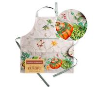 Grembiule da cucina Maison d' Hermine Lumina 100% cotone 1 pezzo con collo regolabile Tasca centrale nascosta e cravatte lunghe per donna, uomo, Ringraziamento, Natale (70cm x 85cm)