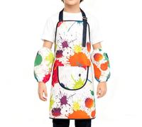 Grembiule Da Cucina Per Bambini,Camice Artistico Regolabile Con Maniche,Grembiule Per La Pittura Per I Bambini | Per Età 2-12 Cottura Pittura Cucina Ora Dei Pasti Aula Casa Giardino Esterno Scu