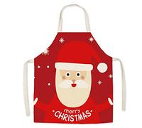 Grembiule da cucina per bambini in lino-modello di Babbo Natale Grembiule per bambini, grembiuli per figlia e figlio per la festa di pittura di cottura al forno