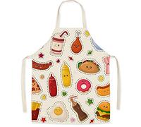 Grembiule da cucina per bambini in lino-modello di cibo carino Grembiule per bambini, grembiuli per figlia e figlio per la festa di pittura di cottura al forno