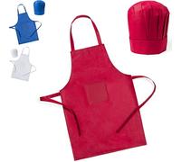 Grembiule da Cucina per Bambino con Cappello Cuoco Chef Tasca Set Bimbo Pizzeria (Rosso)