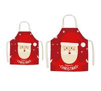 Grembiule da Cucina per Genitori e Figli - Grembiule da Cucina in Lino con Motivo Super Carino per Mamma, Grembiule da Giardinaggio (Babbo Natale)