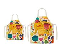 Grembiule da Cucina per Genitori e Figli - Grembiule da Cucina in Lino con Motivo Super Carino per Mamma, Grembiule da Giardinaggio (Elefante)