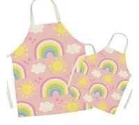 Grembiule da cucina per genitori e figli in lino-grembiule cucina con motivo arcobaleno carino,grembiule per mamma e figlio, grembiuli per figlia e figlio per cucinare,cucinare,dipingere la festa