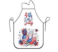 Grembiule da cucina per il 4 luglio, motivo patriottico a stelle e strisce, per barbecue, grigliate, celebrazioni estive, Rosso, 24x31 Inch