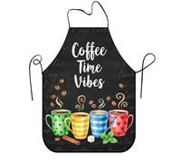 Grembiule da cucina per l'ora del caffè, con motivo a tazza colorata, divertente a tema caffè, lavabile, per cottura al forno, barbecue, giardinaggio Adul, nero, 24x31 Inch