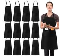 Grembiule da cucina per uomini e donne, 12 pezzi, grembiule regolabile con 2 tasche, grembiule da cucina impermeabile, grembiule da lavoro, grembiule da cucina, grembiule da cuoco per cucina