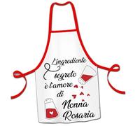 Grembiule da Cucina Personalizzato Idea Regalo Festa dei Nonni Nonna Mamma Natale Pasqua Compleanno Anniversario Simpatico Alta Qualità Cena Pranzo Famiglia L'Ingrediente Segreto è l'amore di Nonna