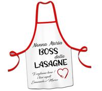 Grembiule da Cucina Personalizzato Idea Regalo Festa dei Nonni Nonna Mamma Natale Pasqua Compleanno Anniversario Regina Fornelli Simpatico Alta Qualità Cene e Pranzi In Famiglia Boss delle Lasagne