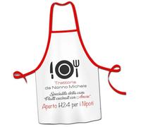 Grembiule da Cucina Personalizzato Idea Regalo Festa dei Nonni Nonna Nonno Papà Mamma Natale Pasqua Compleanno Cucina Anniversario Alta Qualità Cene Pranzi Famiglia Trattoria aperta 24 Ore per Nipoti