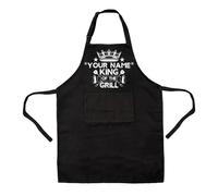 Grembiule da cucina personalizzato King of the Grill da uomo nero per barbecu...