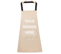 Grembiule da cucina personalizzato Personalizzato Il Tuo Design Testo Logo Grembiuli Donne Uomini, beige, Taglia unica