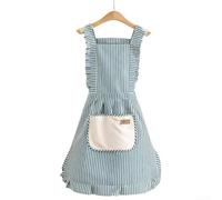 Grembiule da cucina professionale in cotone, con due tasche, tracolla regolabile per il collo, grembiule da barbecue, 76 cm (blu)