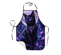 Grembiule da Cucina Purple Cat Black Star Moon Grembiuli da Cuoco 52x72cm | Multiuso Grembiule Cucina Personalizzato Grembiuli per La Pulizia per Uomo Cameriere