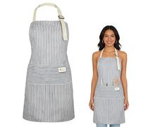grembiule da cucina regolabile con tasche doppie 65% cotone 35% poliestere per uomo donna BBQ fai da te lavoro cucina domestica nero morbido e resistente