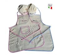 Grembiule da cucina RICAMATO per bambini e cappello da cuoco set chef 4/12 anni
