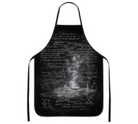 Grembiule da cucina scientifico, nero, design da laboratorio di chimica, grembiule da cucina per adulti, modello educativo moderno, lavabile, per uomo, nero, 24x31 Inch