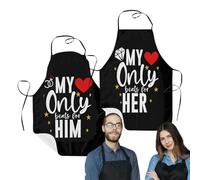 Grembiule da cucina | Set di grembiuli neri | Grembiuli impermeabili | Bavaglino regolabile a forma di cuore per coppie | Set di grembiuli per coppia Mr & Mrs Coppia regalo per matrimonio, San