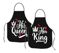 Grembiule da cucina | Set di grembiuli neri | Grembiuli impermeabili | Bavaglino regolabile a forma di cuore per coppie | Set di grembiuli per coppia Mr & Mrs Coppia regalo per matrimonio, San