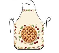 Grembiule da cucina vintage con ciliegie e motivo floreale, stile rustico, perfetto per la cottura, le riunioni estive e, Crema, 24x31 Inch