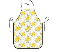 Grembiule da cucina vintage floreale con motivo rosa gialla, grembiule da cucina, design botanico primaverile estivo, grembiule lavabile per la pulizia dei piatti barbecue giardinaggio chef lavoro 1