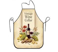 Grembiule da cucina vintage per cantina di vino, grembiule da cucina rustico con uva e formaggio, perfetto per gli amanti del vino, cucina casalinga ed E, Beige, 24x31 Inch