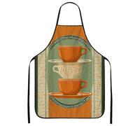 Grembiule da cucina vintage per cucinare, grembiule da cucina rustico con pila di tazze da caffè, ideale per chef domestici e pasticceria, perfetto per chi ama, Arancione, 24x31 Inch