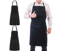 Grembiule da Cucina Zanfqvo, 2 Pezzi Grembiule da Barbecue, Nero Cuoco Impermeabile Regolabile con Nastri Lunghi