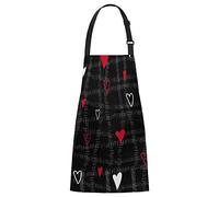Grembiule da cuoco bianco e rosso a forma di cuore con tasche, grazioso grembiule in vita con collo regolabile per uomo donna adatto per cucina casalinga cameriera giardinaggio grembiule bavaglino