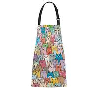Grembiule da cuoco con tici gatti colorati con tasche, grazioso grembiule in vita con collo regolabile per uomo donna adatto per la cucina di casa cucina cameriera giardinaggio grembiule bavaglin