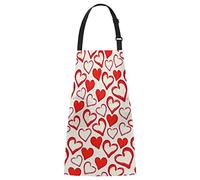 Grembiule da cuoco da cucina dipinto a forma di cuore con tasche, grembiule carino in vita con collo regolabile per uomo donna adatto per cucina casalinga Cameriera Giardinaggio Grembiule bavaglino