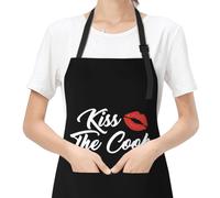 Grembiule da cuoco Jumsky Kiss The Cook, regolabile, da cucina, da chef, divertente, per donna