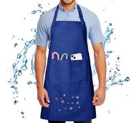 Grembiule da Cuoco per Uomo e Donna, Grembiule Senza Lavaggio Design con 2 Tasche Grembiuli Regolabile Impermeabile e A Prova Olio Professionale per Cucina Giardinaggio Pittura Lavoro BBQ, Blu