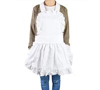 Grembiule da Donna Bianco, Grembiule con Volant Regolabile Retrò Grembiuli da Donna Retrò Bianchi Carini, Grembiuli da Cucina Ristorante Grembiule da Donna Grembiule da Cameriera per Donne Ragazze