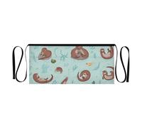 Grembiule da donna con 3 tasche, resistente, 100% poliestere, per cucina e giardinaggio, colore: blu, Famiglia Lontra Blu, taglia unica