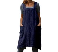 Grembiule da Donna con Schiena Quadrata, Ideale per Cucinare, preparare Dolci e per Il Giardinaggio, Blu Navy, Taglia XXL.