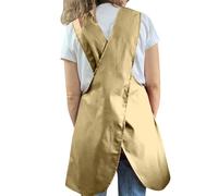 Grembiule da donna con scollo rotondo, senza maniche, con stampa di personaggi illustrativi, lunghezza al ginocchio, con tasche, per raccontare storie, insegnamento prescolare, giallo chiaro, 4XL