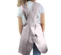 Grembiule da donna con scollo rotondo, senza maniche, con stampa di personaggi illustrativi, lunghezza al ginocchio, con tasche, per raccontare storie, insegnamento prescolare, rosa, 4XL