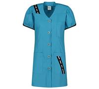 Grembiule da Donna in Misto Cotone Maniche Corte, Scollo a V, Vestibilità Slim,100% Made in Italy (L, TURCHESE - Art. Brasil)