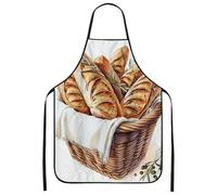 Grembiule da forno per chef rustico con stampa cestino per il pane grembiule da cucina per adulti, design vintage per cucina e cucina casalinga, bianco, 24x31 Inch