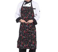 Grembiule da griglia Grembiule completo a righe con griglia per adulti con cintura regolabile e 2 tasche grembiuli cotti da uomo per il lavoro in giardino in air, B: Chili Hanging Neck, Consulte la