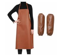 Grembiule da lavoro in pelle PU ispessita, resistente all'olio, ignifugo, resistente agli acidi, ideale per la lavorazione degli alimenti e la saldatura - 95/120 cm, Marrone, S