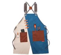 Grembiule da lavoro in tela multiuso, personalizzabile, con cinghie regolabili, per la lavorazione del legno, la pittura e il giardinaggio, E, Taglia unica