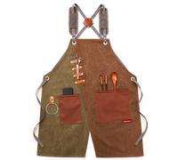 Grembiule da lavoro in tela multiuso, personalizzabile, con cinghie regolabili, per la lavorazione del legno, la pittura e il giardinaggio, D, Taglia unica