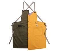 Grembiule da Lavoro Uomo per Barbecue Falegnameria Officina Bar, Grembiule Unisex in Tela per Falegname Parrucchiere Barista Bartender (Color : Green, Size : XL)