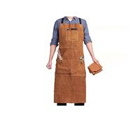 Grembiule da officina in vera pelle di vacchetta con 6 tasche for attrezzi saldatura resistente al calore e alla fiamma for uomo donna