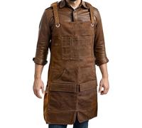 Grembiule da officina professionale in tela per artigiani con tasche multifunzionali per la lavorazione del legno, attività all'aperto, marrone, Taglia unica